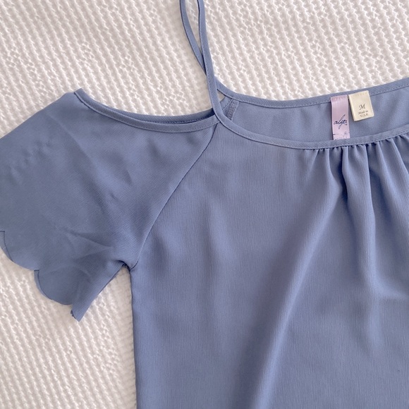 AYLA | Cold Shoulder Scalloped Top - Picture 2 of 5